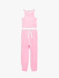 Pamuklu Bisiklet Yaka Atlet ve Eşofman Altı - 2'li Takım