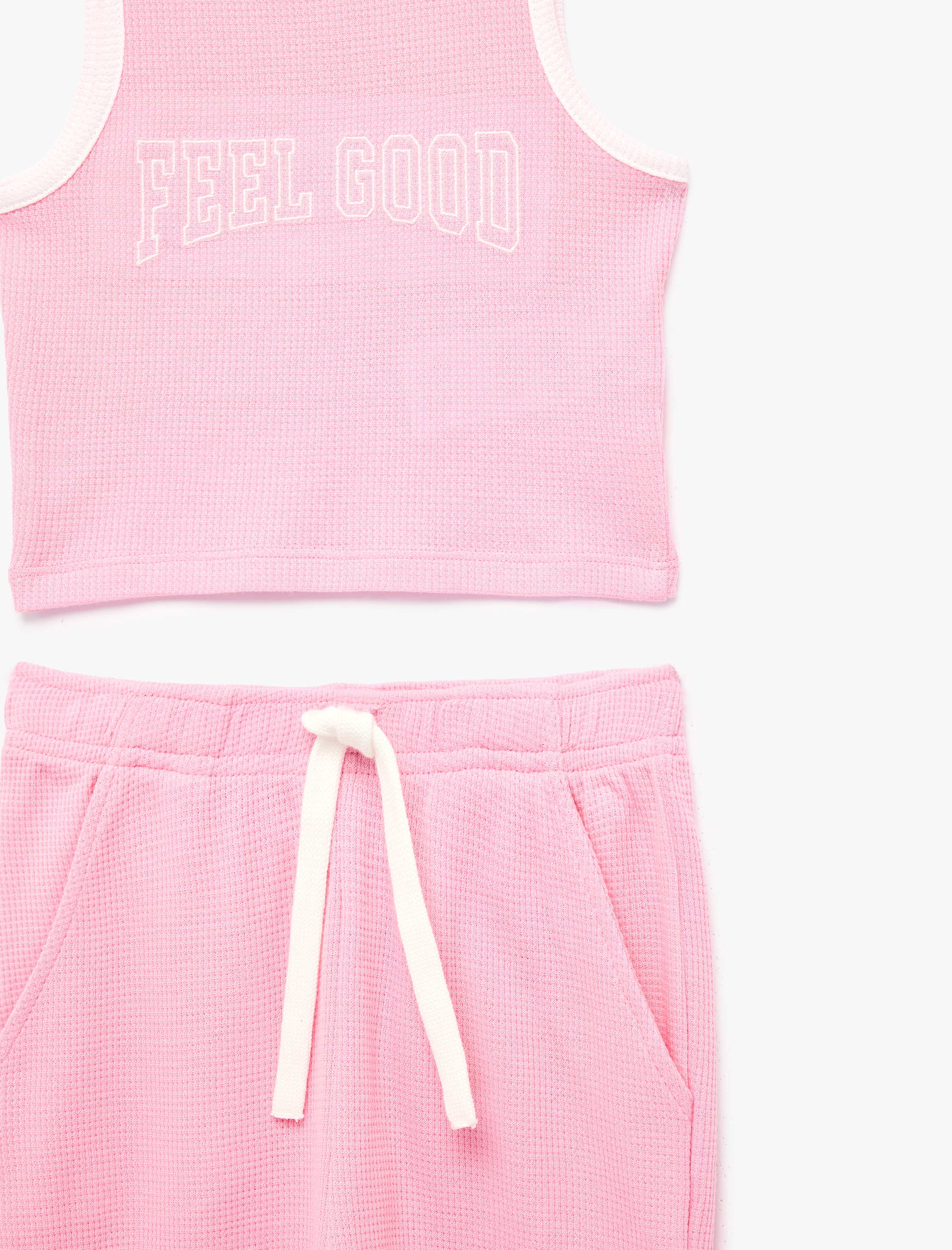  Kız Çocuk Pamuklu Bisiklet Yaka Atlet ve Eşofman Altı - 2'li Takım