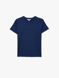 Regular Fit Pamuklu Kısa Kollu Bisiklet Yaka Basic Tişört