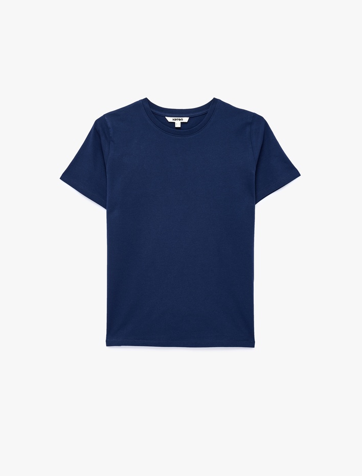  Regular Fit Pamuklu Kısa Kollu Bisiklet Yaka Basic Tişört