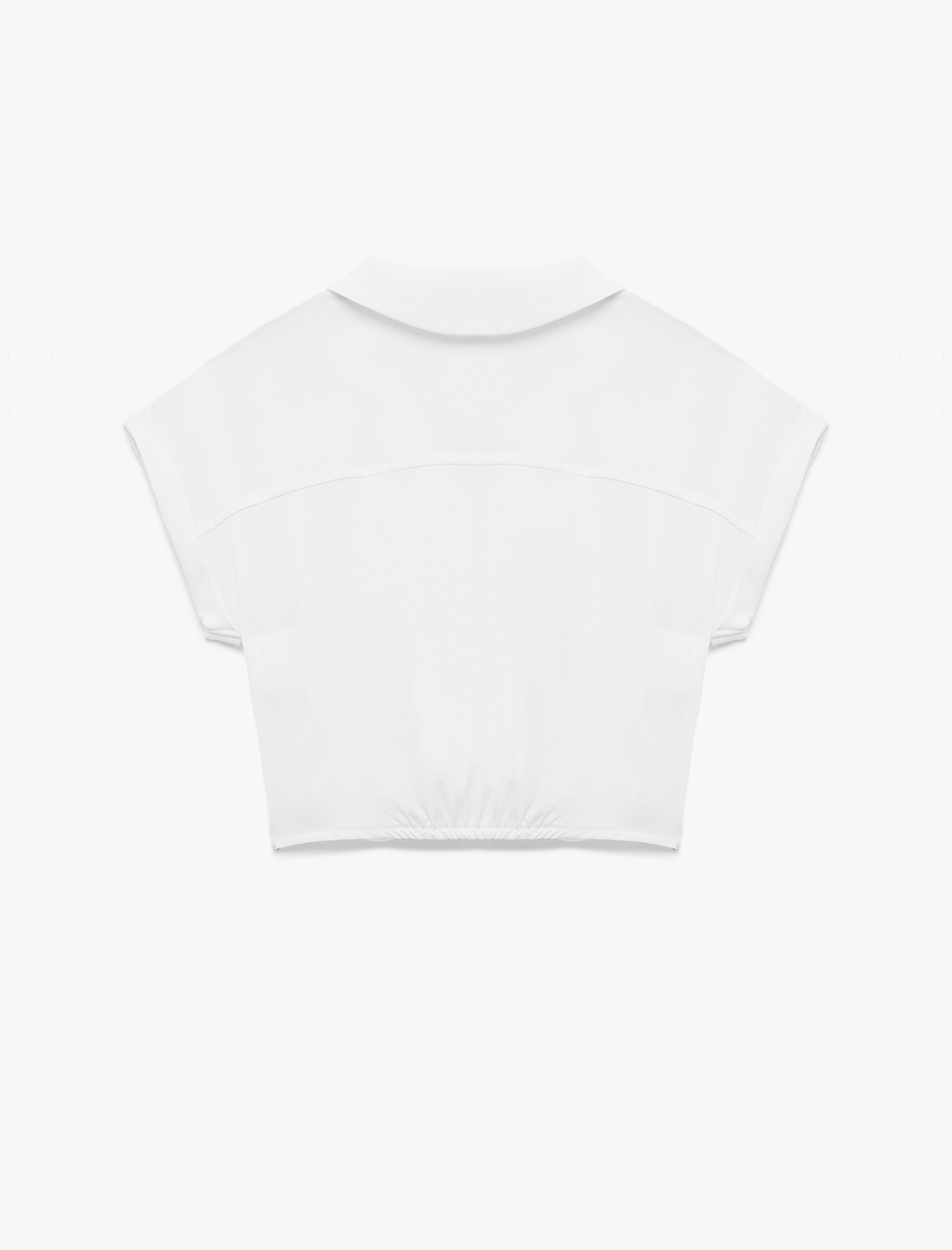  Kız Çocuk Bağlama Detaylı Düğmeli Kolsuz Gömlek Yaka Tişört