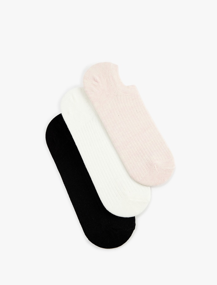 Kadın Çok Renkli Pamuklu 3'lü Görünmez Çorap Seti
