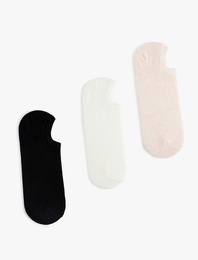 Çok Renkli Pamuklu 3'lü Görünmez Çorap Seti