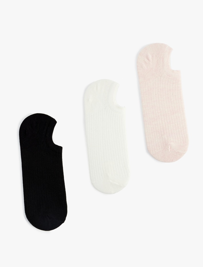 Kadın Çok Renkli Pamuklu 3'lü Görünmez Çorap Seti