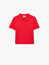 Pamuklu Düğmeli Kısa Kollu Basic Polo Yaka Tişört