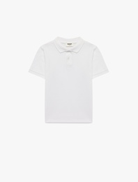 Pamuklu Düğmeli Kısa Kollu Basic Polo Yaka Tişört