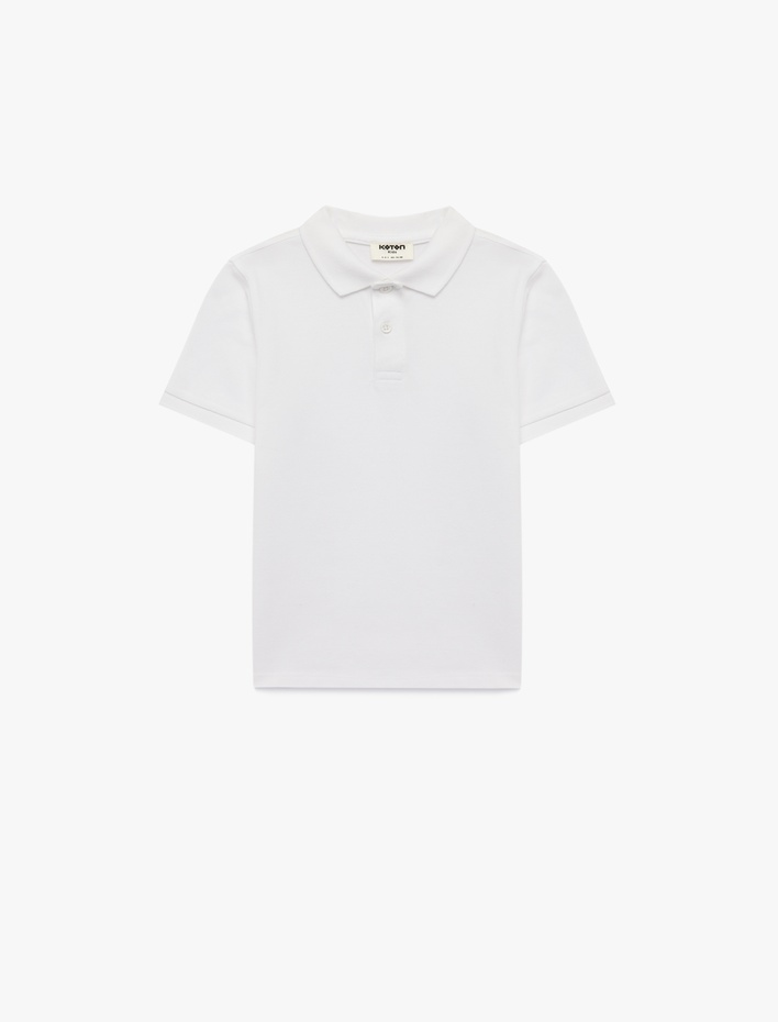 Erkek Çocuk Pamuklu Düğmeli Kısa Kollu Basic Polo Yaka Tişört
