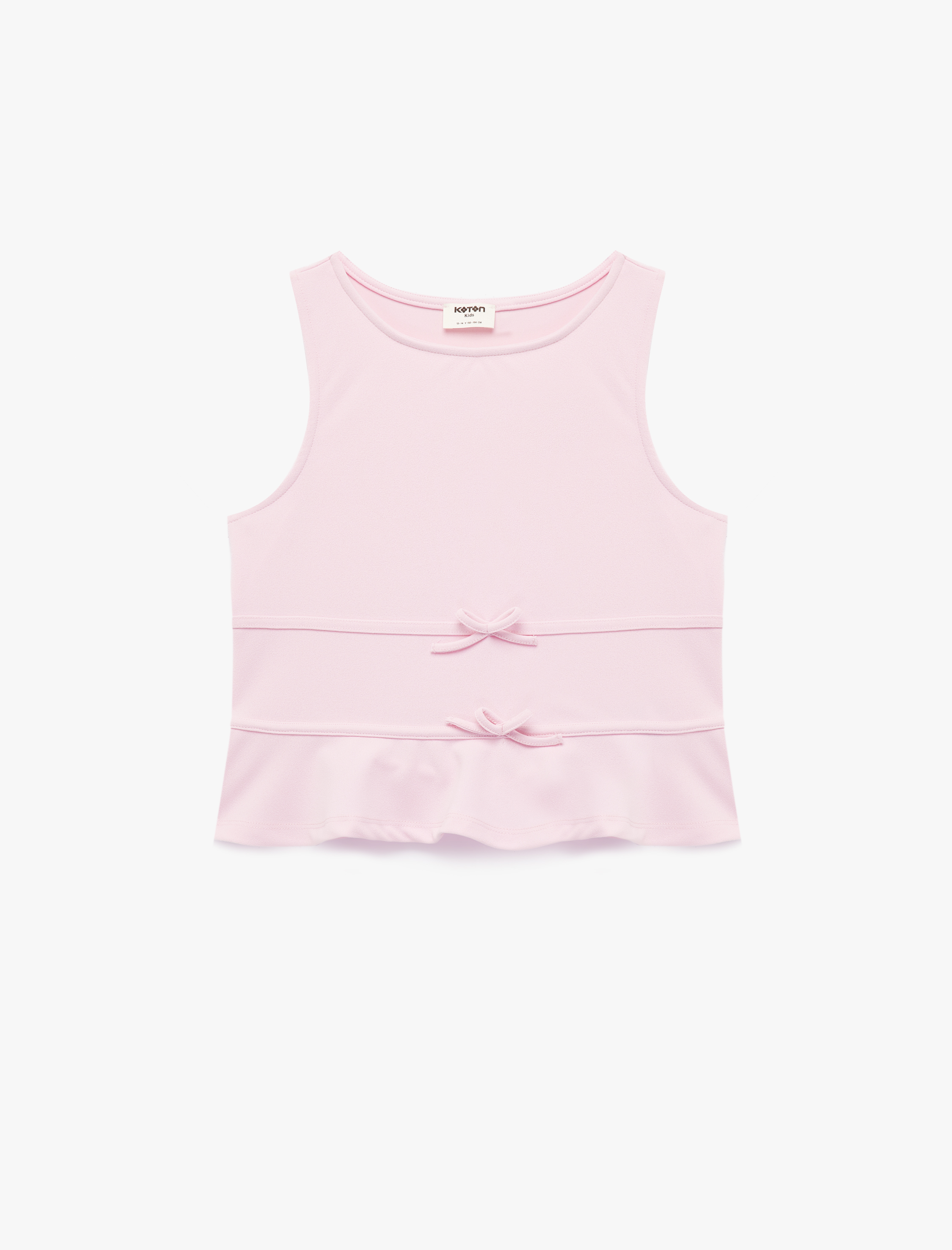  Kız Çocuk Fiyonk Detaylı Bisiklet Yaka Kolsuz Bluz