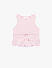 Fiyonk Detaylı Bisiklet Yaka Kolsuz Bluz