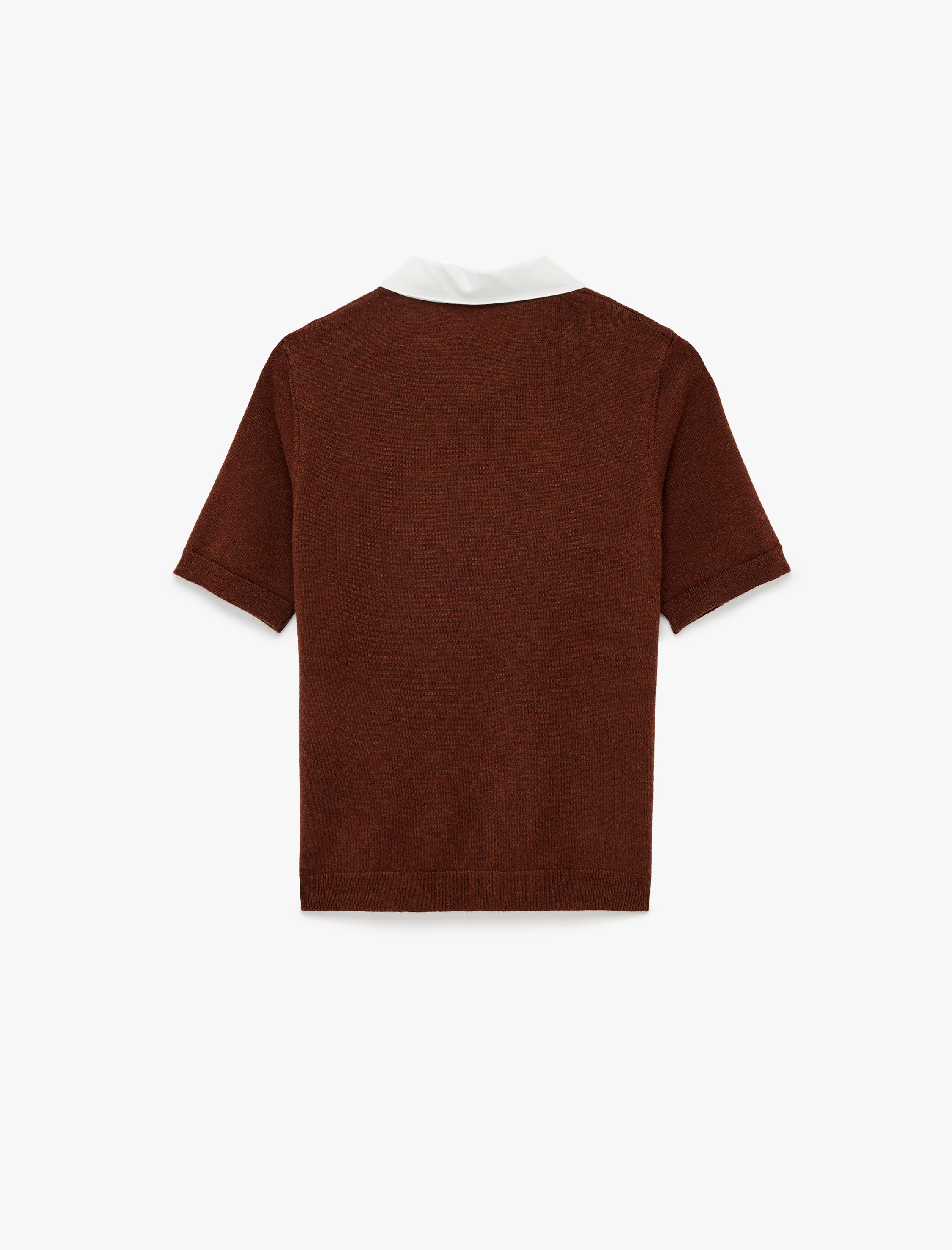   Polo Yaka Kısa Kollu Düğmeli Biyeli Viskon Karışımlı Triko Kazak