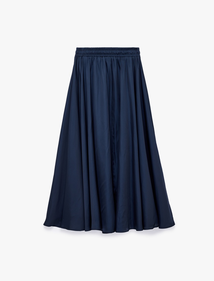  Beli Bağcıklı Kloş Uzun Saten Etek