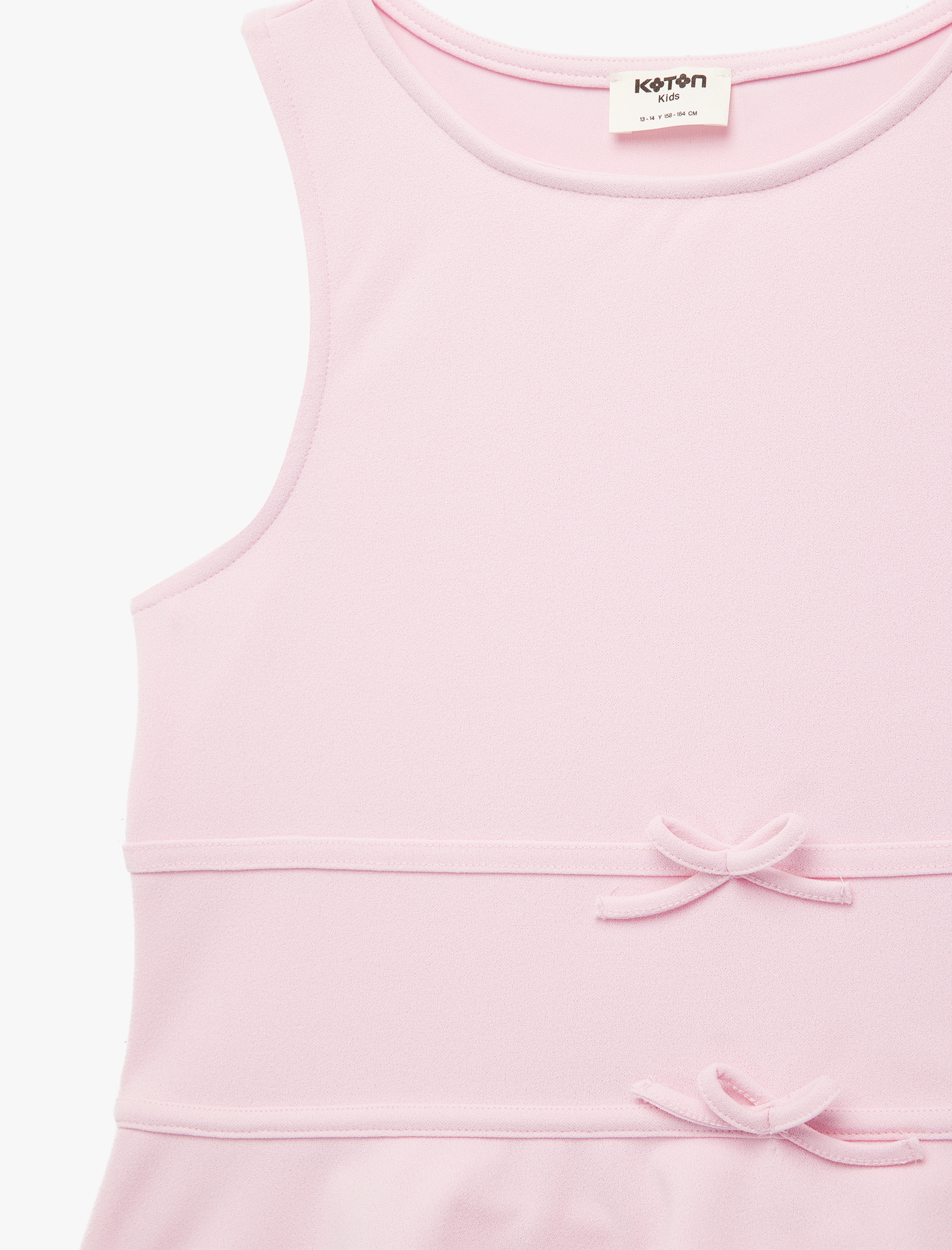  Kız Çocuk Fiyonk Detaylı Bisiklet Yaka Kolsuz Bluz