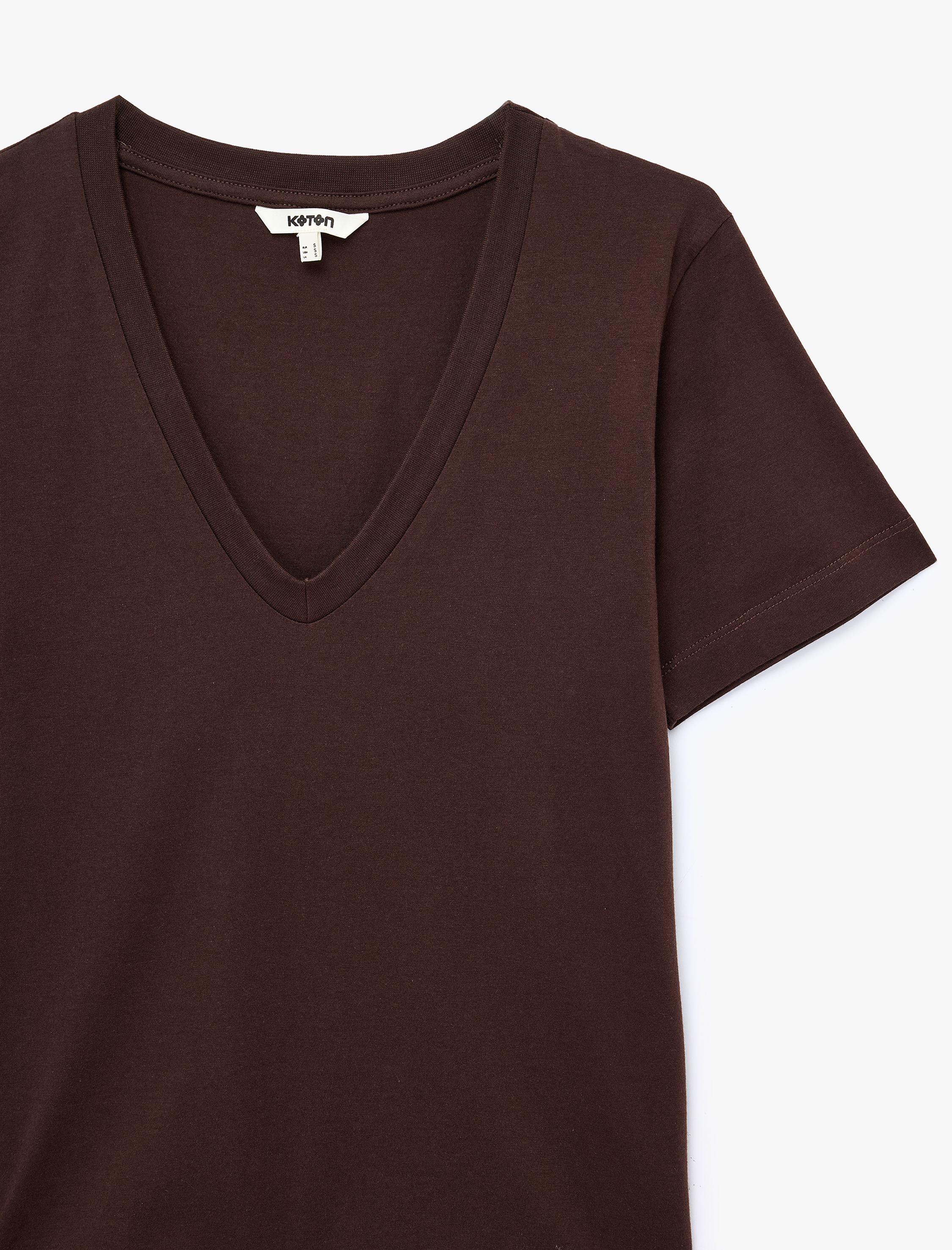   Pamuklu Kısa Kollu V Yaka Basic Tişört