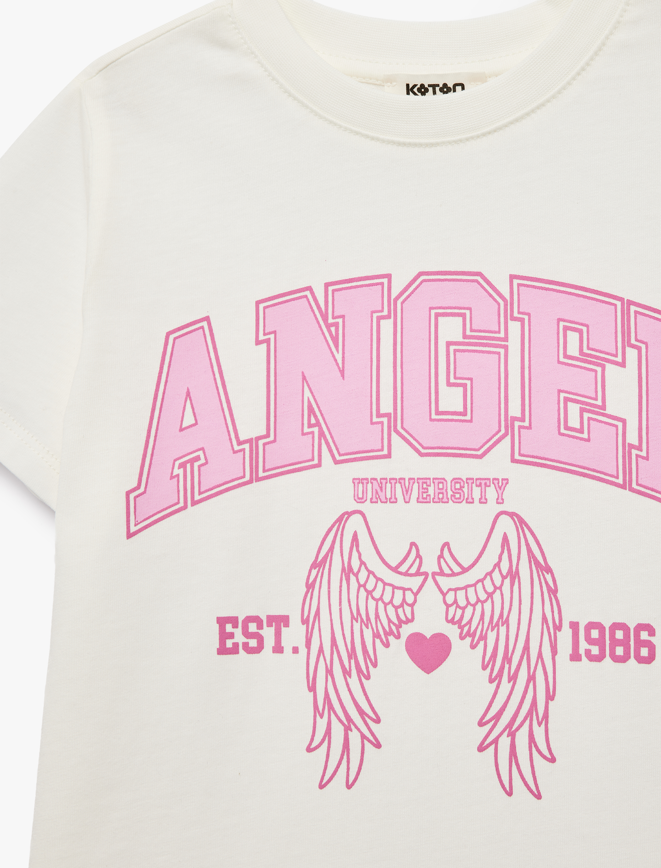  Kız Çocuk Baskılı Bisiklet Yaka Kısa Kollu Pamuklu Tişört