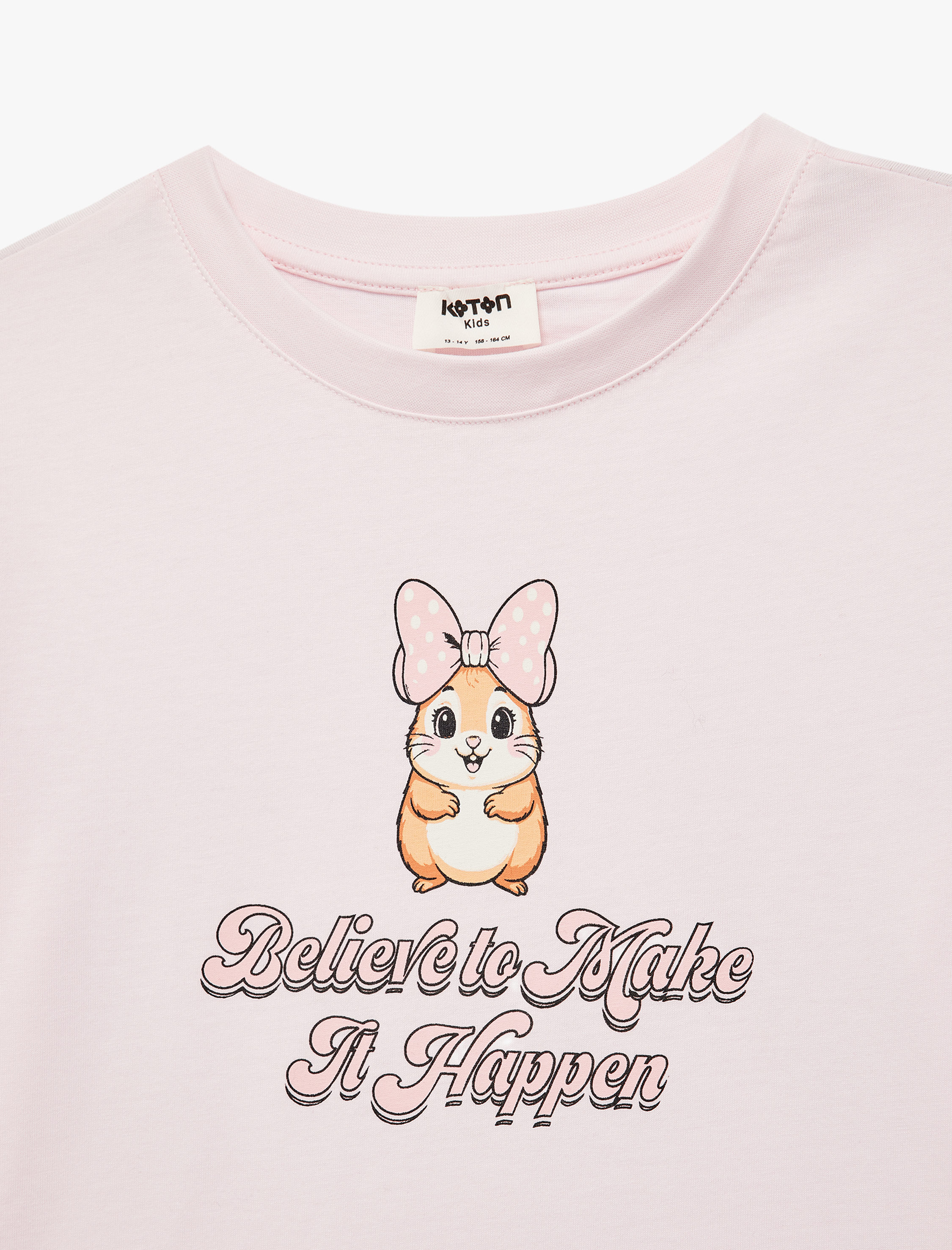  Kız Çocuk Pamuklu Baskılı Kısa Kollu Bisiklet Yaka Tişört