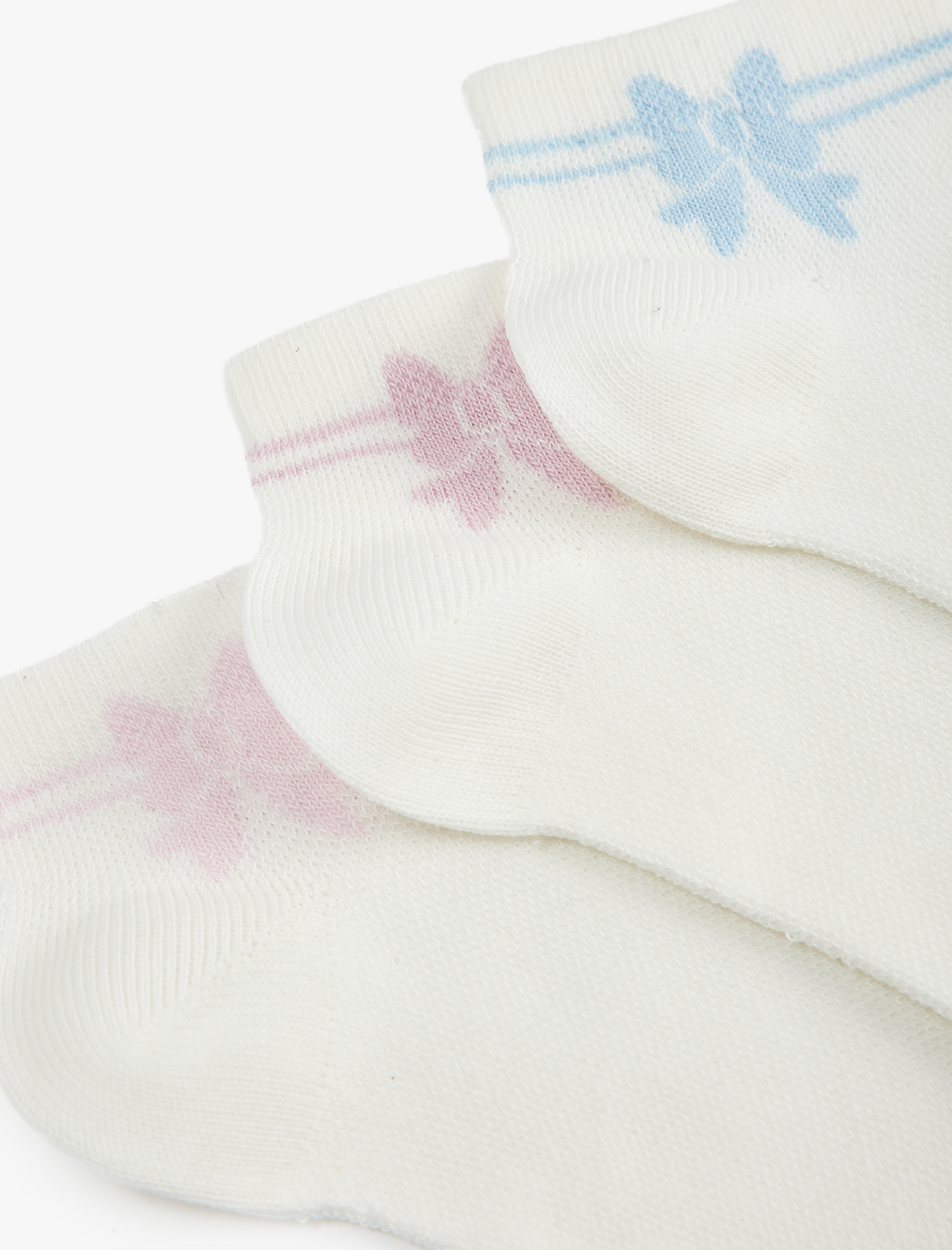  Kız Çocuk Pamuklu Fiyonk Baskılı 3'lü Çorap Seti