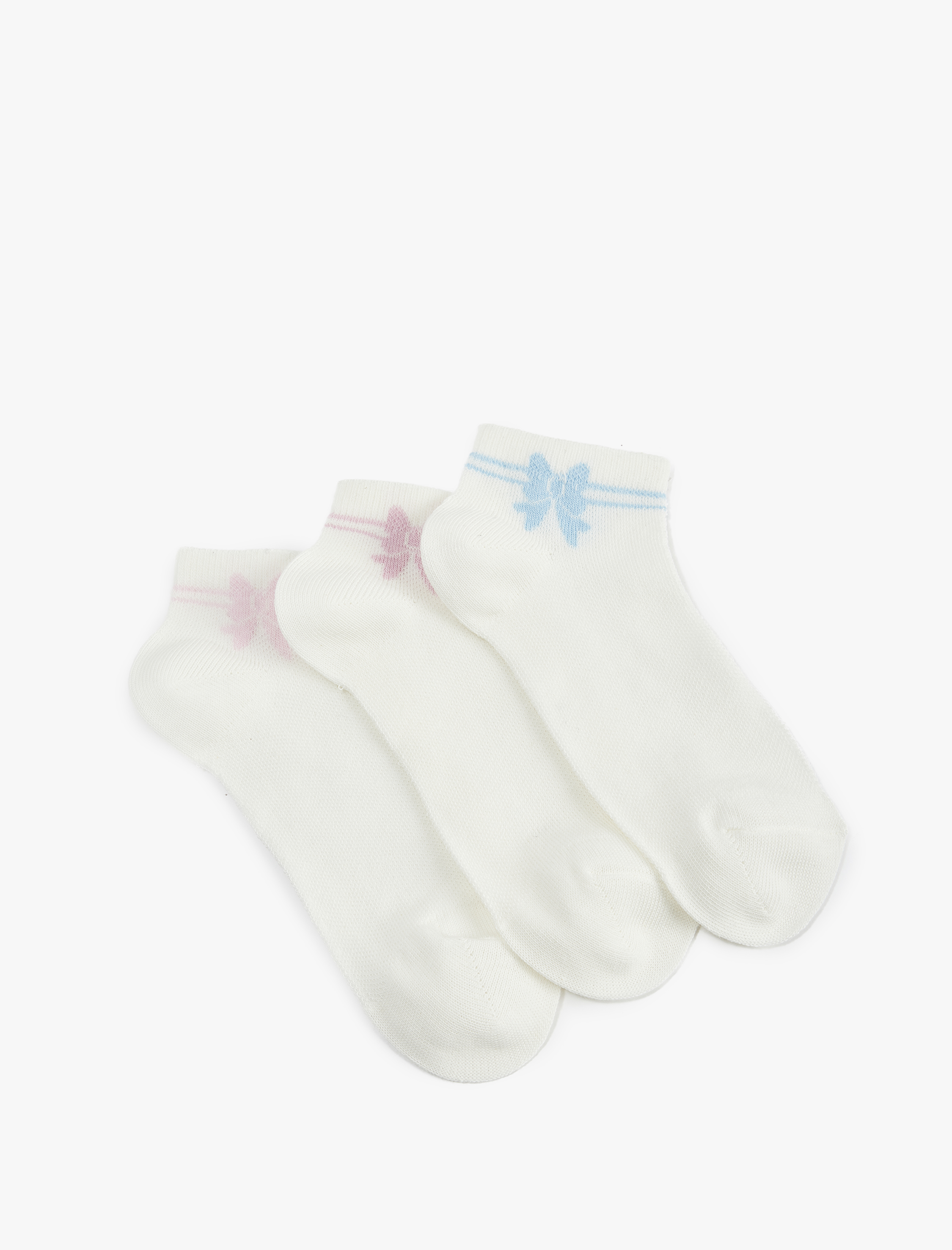 Kız Çocuk Pamuklu Fiyonk Baskılı 3'lü Çorap Seti