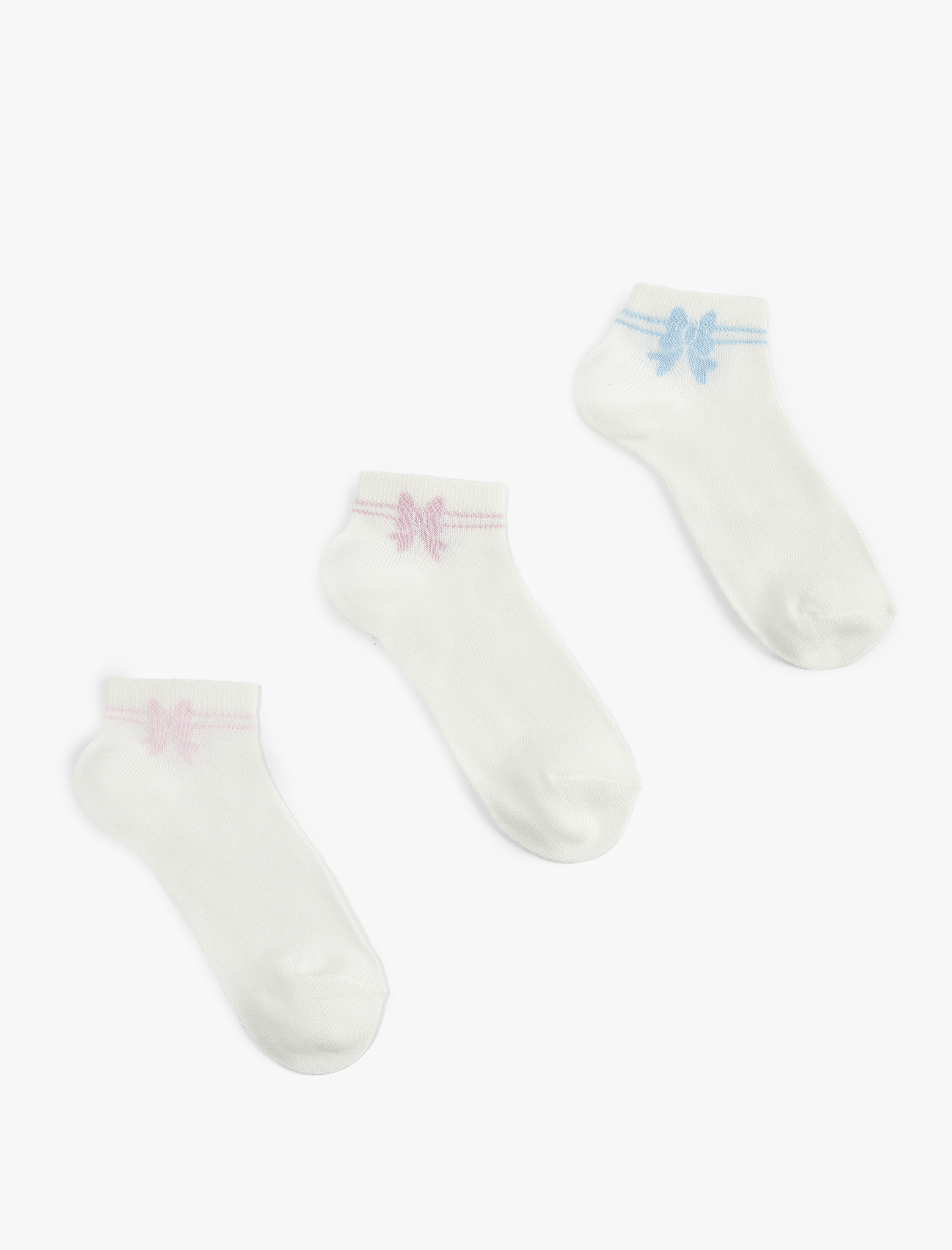  Kız Çocuk Pamuklu Fiyonk Baskılı 3'lü Çorap Seti