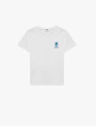 Bisiklet Yaka Kısa Kollu Pamuklu Baskılı Tişört