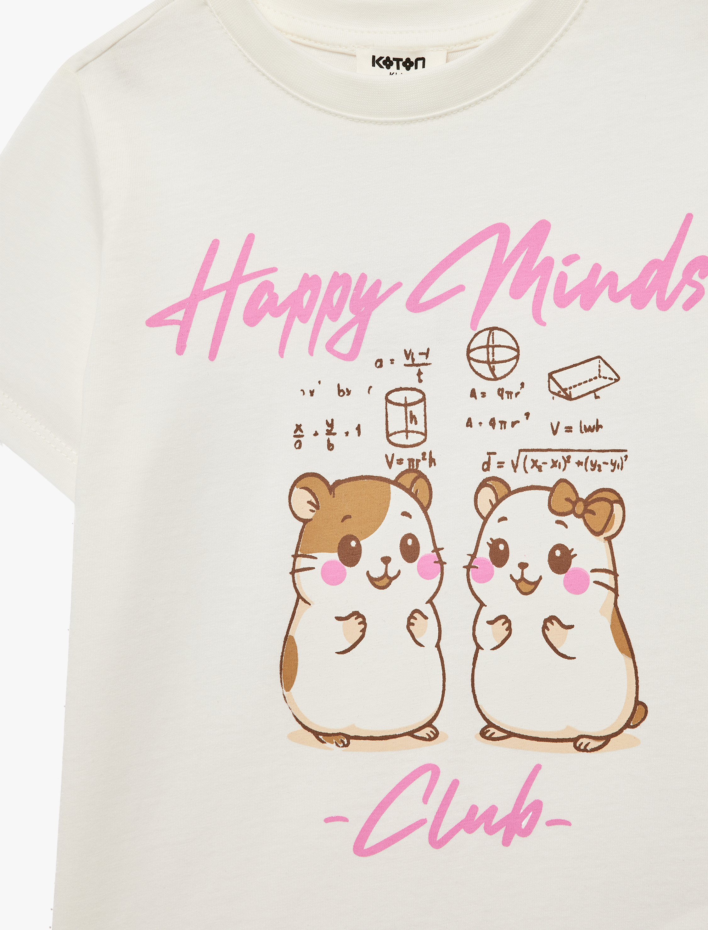  Kız Çocuk Baskılı Kısa Kollu Bisiklet Yaka Pamuklu Tişört