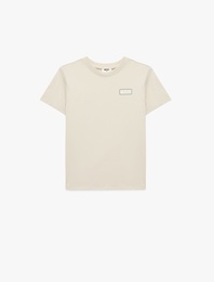 Pamuklu Kısa Kollu Bisiklet Yaka Baskılı Tişört