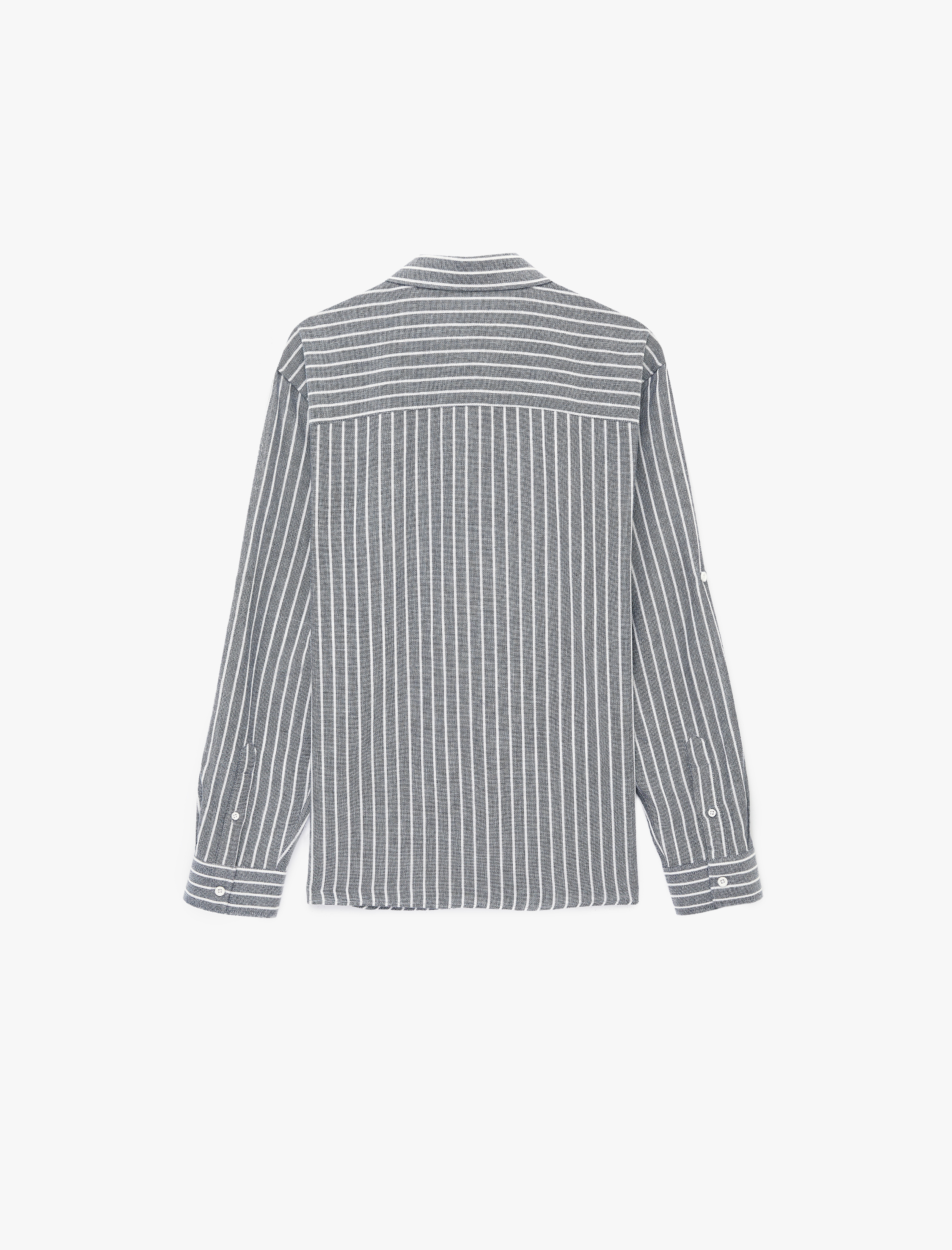   Klasik Yaka Regular Fit Uzun Kollu Pamuklu Çizgili Gömlek