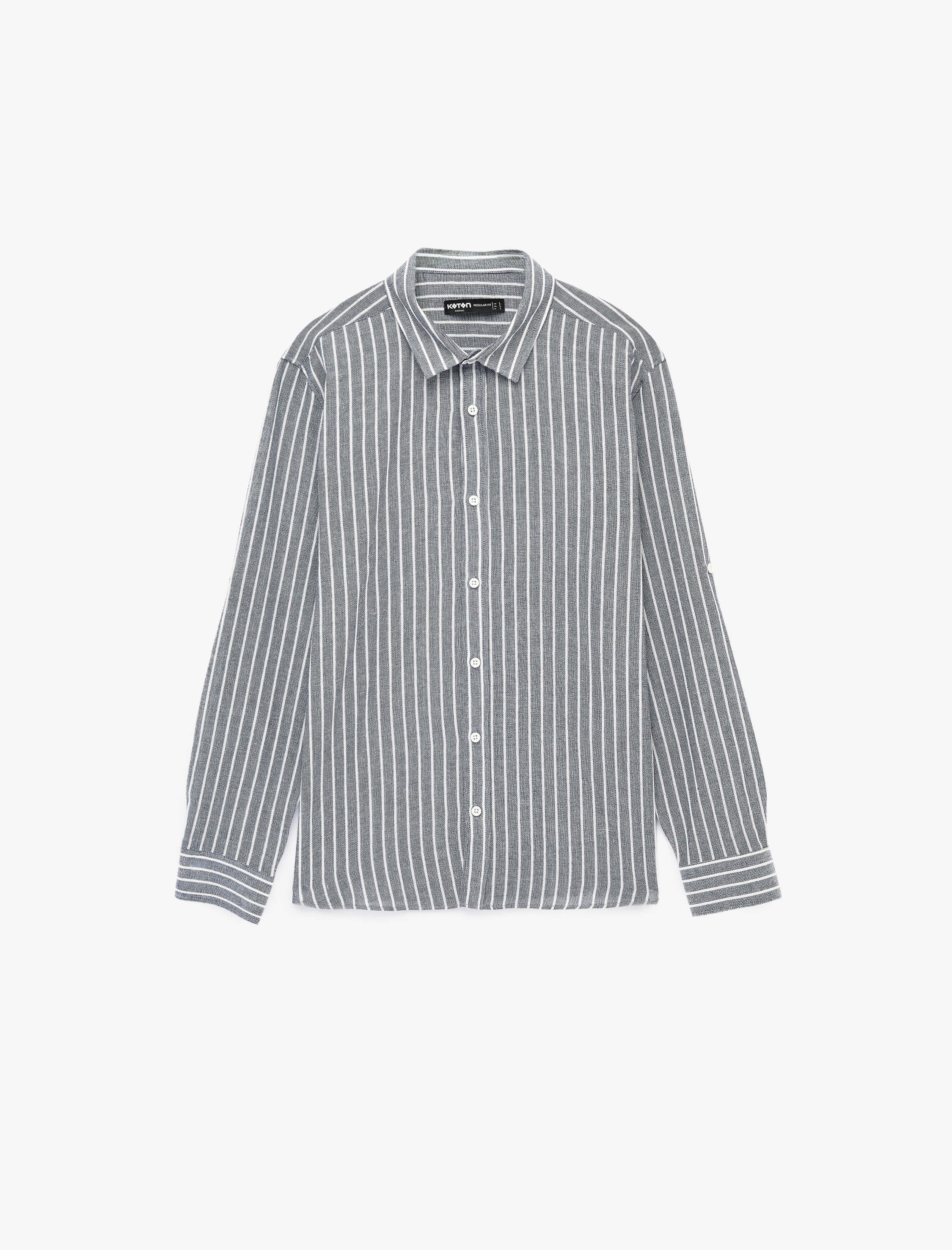   Klasik Yaka Regular Fit Uzun Kollu Pamuklu Çizgili Gömlek
