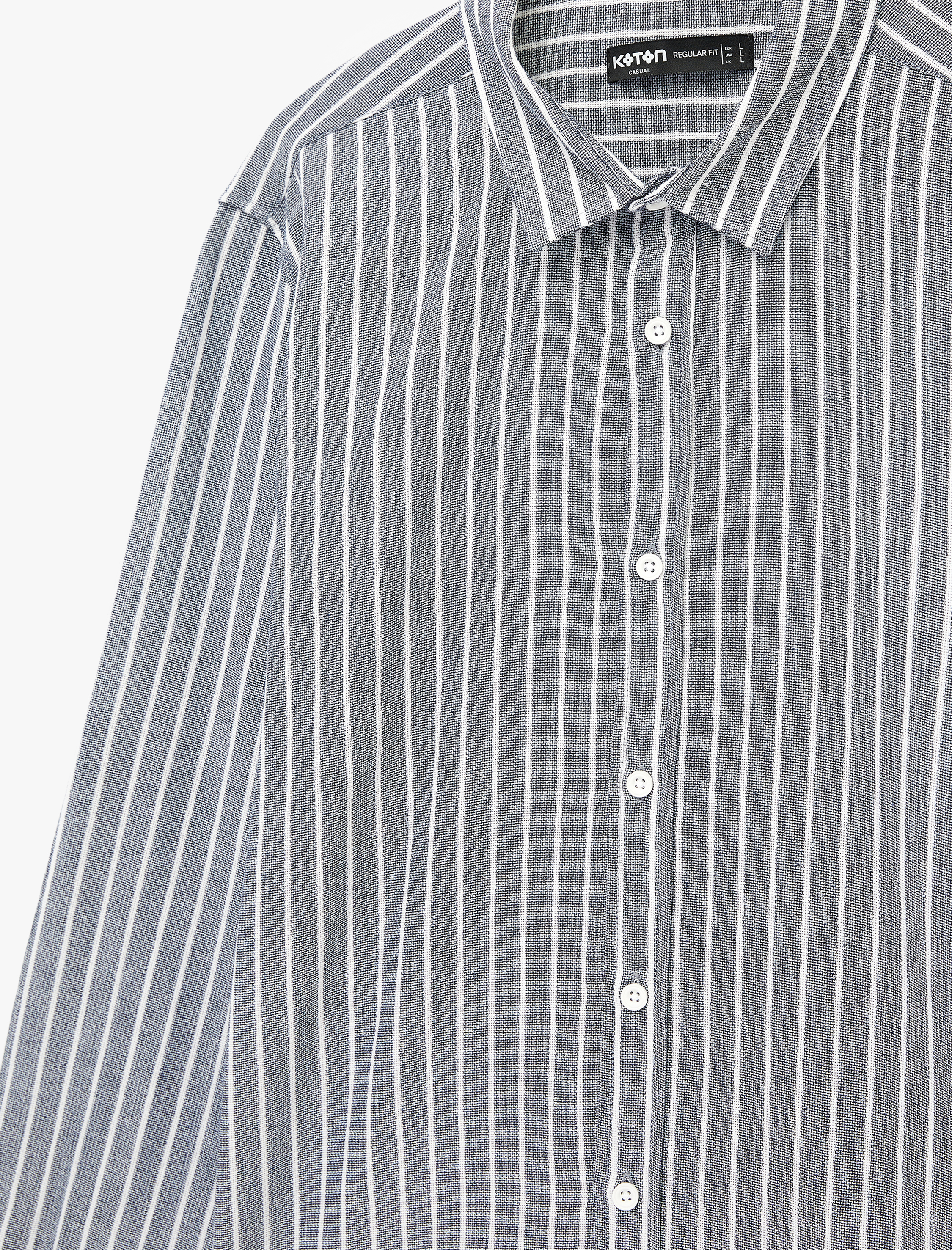   Klasik Yaka Regular Fit Uzun Kollu Pamuklu Çizgili Gömlek