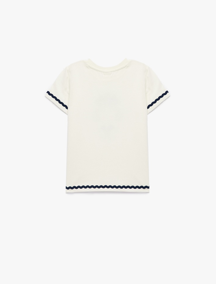 Kız Bebek Pamuklu Kısa Kollu Bisiklet Yaka Baskılı Tişört