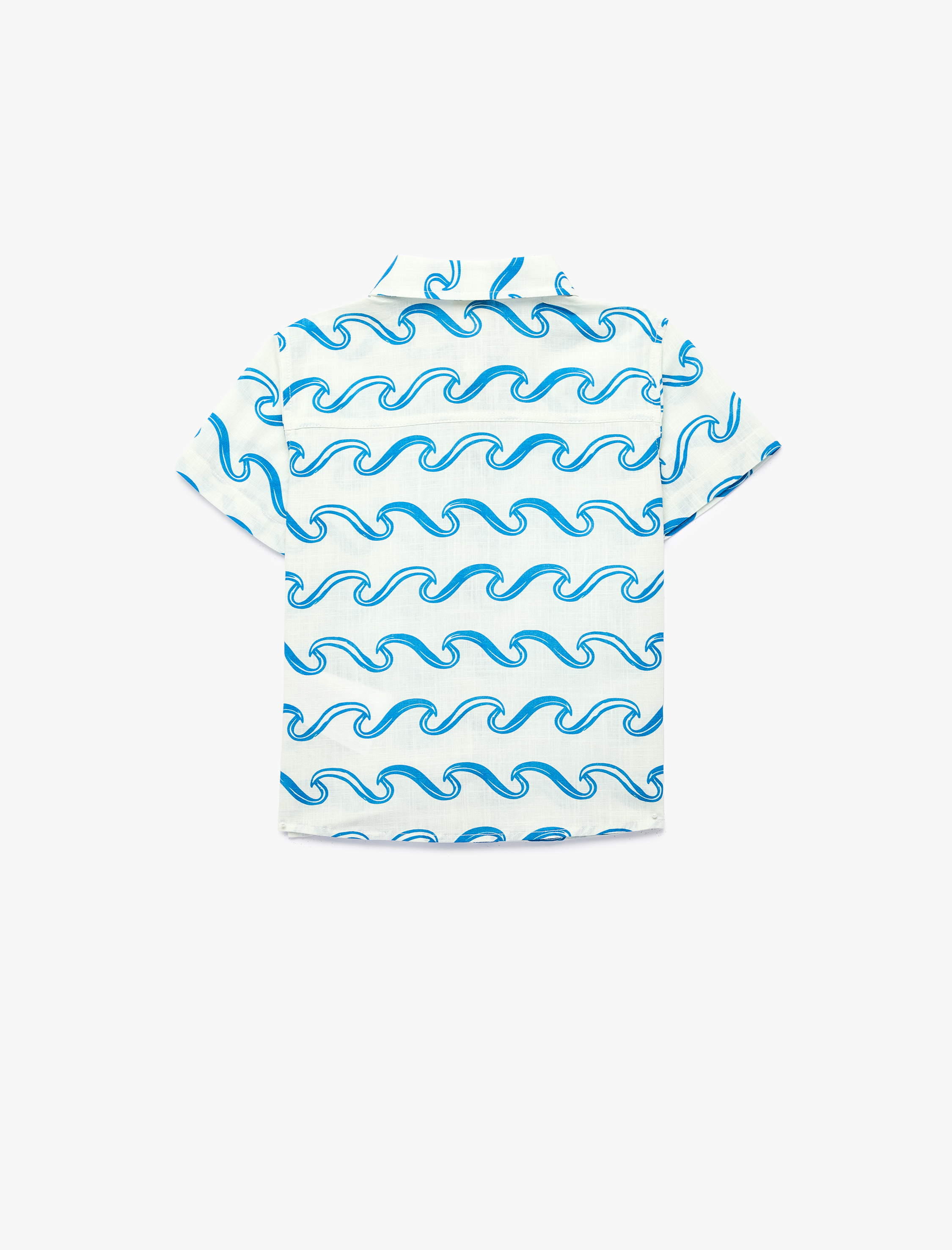  Erkek Bebek Pamuklu Klasik Yaka Baskılı Kısa Kollu Gömlek