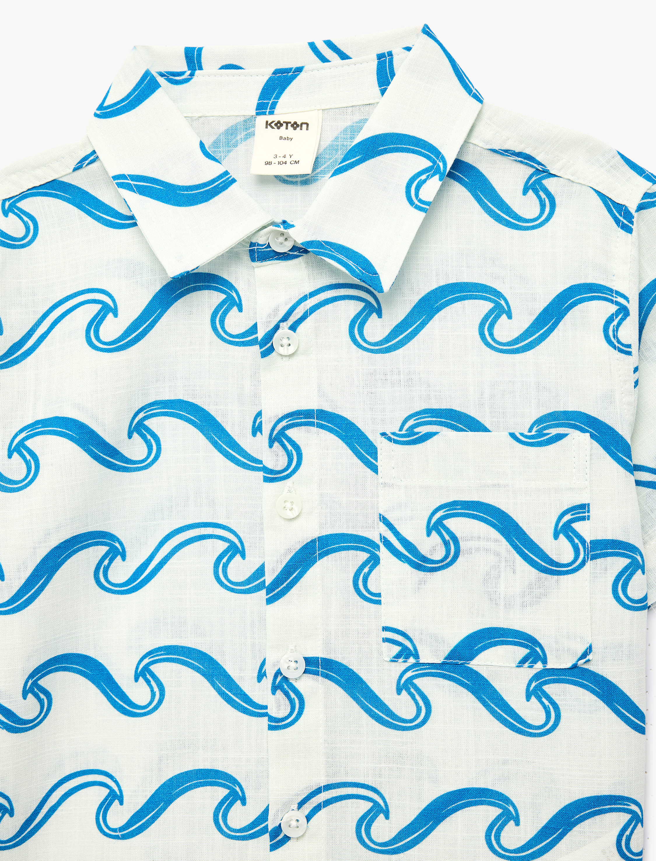  Erkek Bebek Pamuklu Klasik Yaka Baskılı Kısa Kollu Gömlek