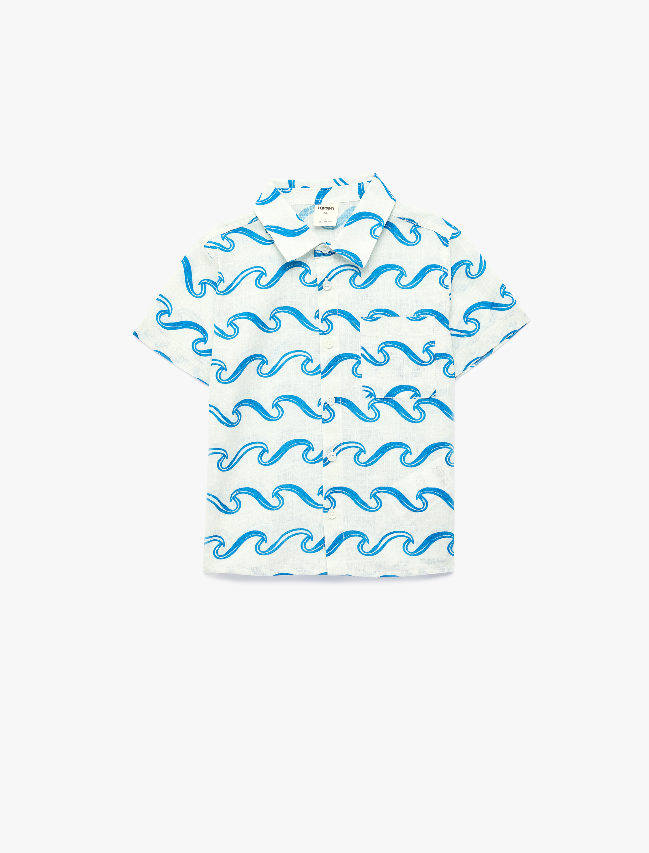  Erkek Bebek Pamuklu Klasik Yaka Baskılı Kısa Kollu Gömlek