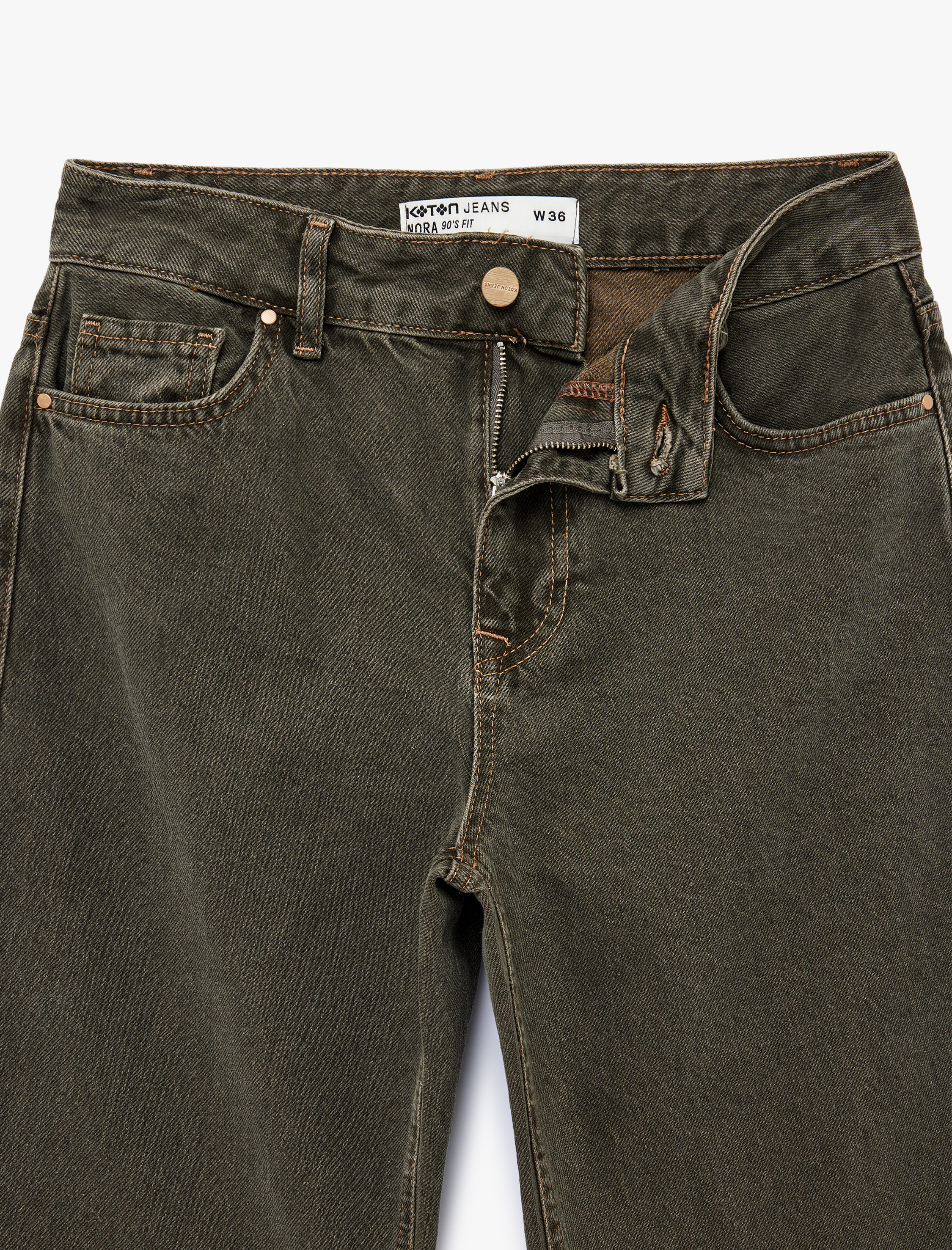   Pamuklu Düz Paça Normal Bel Denim Pantolon - Straight Fit Jean