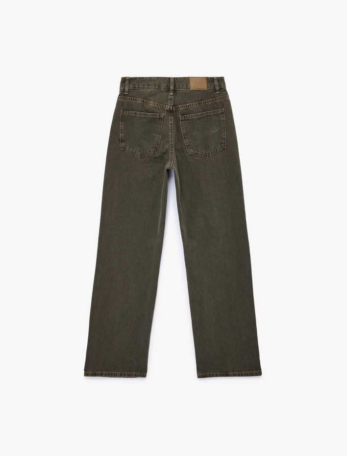  Pamuklu Düz Paça Normal Bel Denim Pantolon - Straight Fit Jean