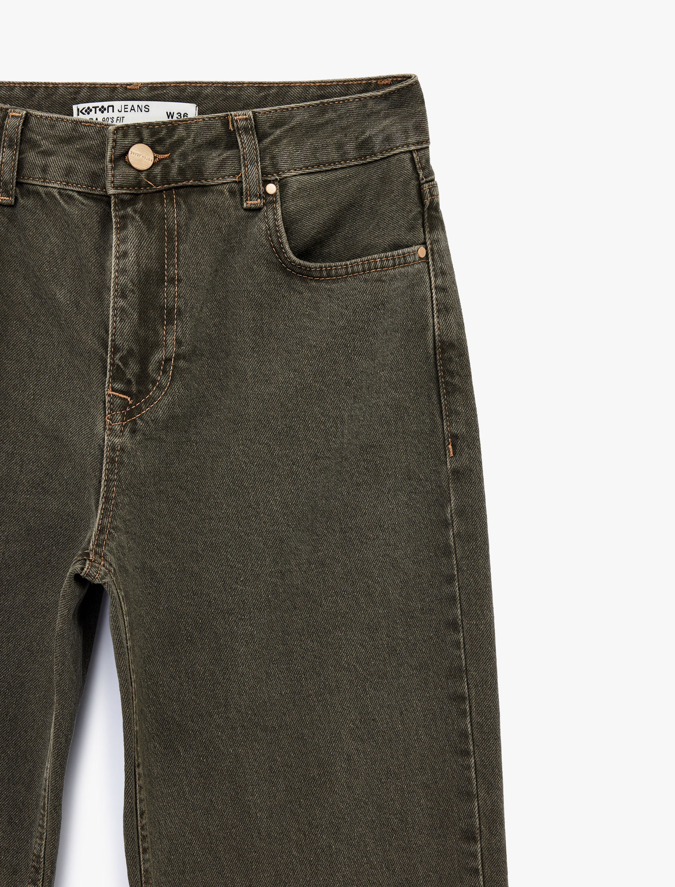   Pamuklu Düz Paça Normal Bel Denim Pantolon - Straight Fit Jean