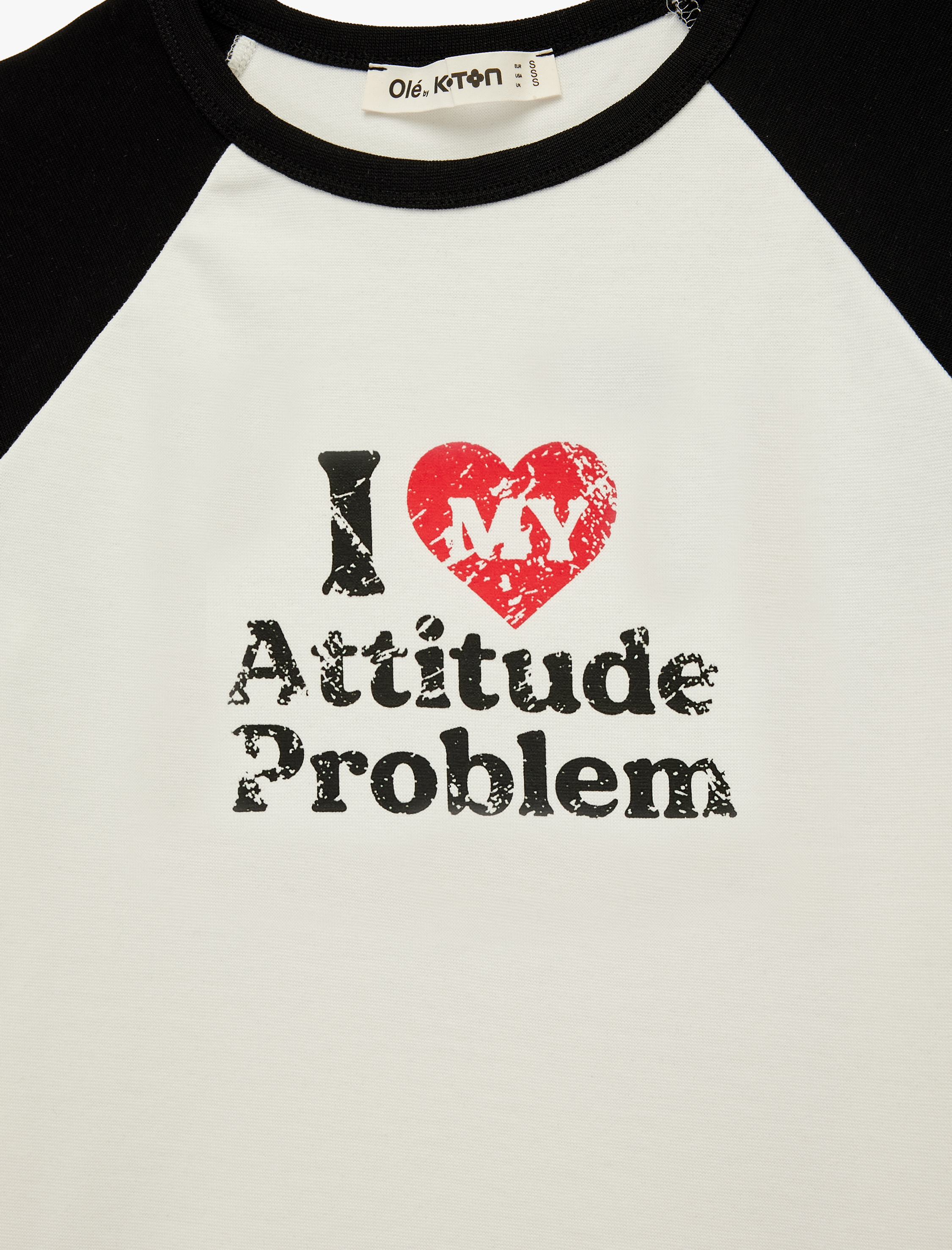   Pamuklu Slim Fit Kısa Reglan Kollu Bisiklet Yaka Slogan Baskılı Tişört