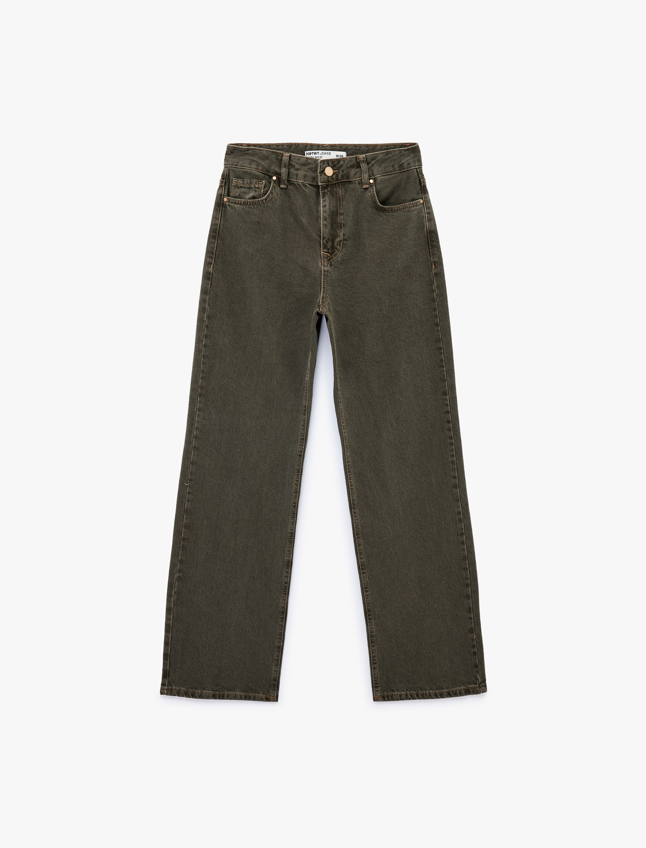   Pamuklu Düz Paça Normal Bel Denim Pantolon - Straight Fit Jean