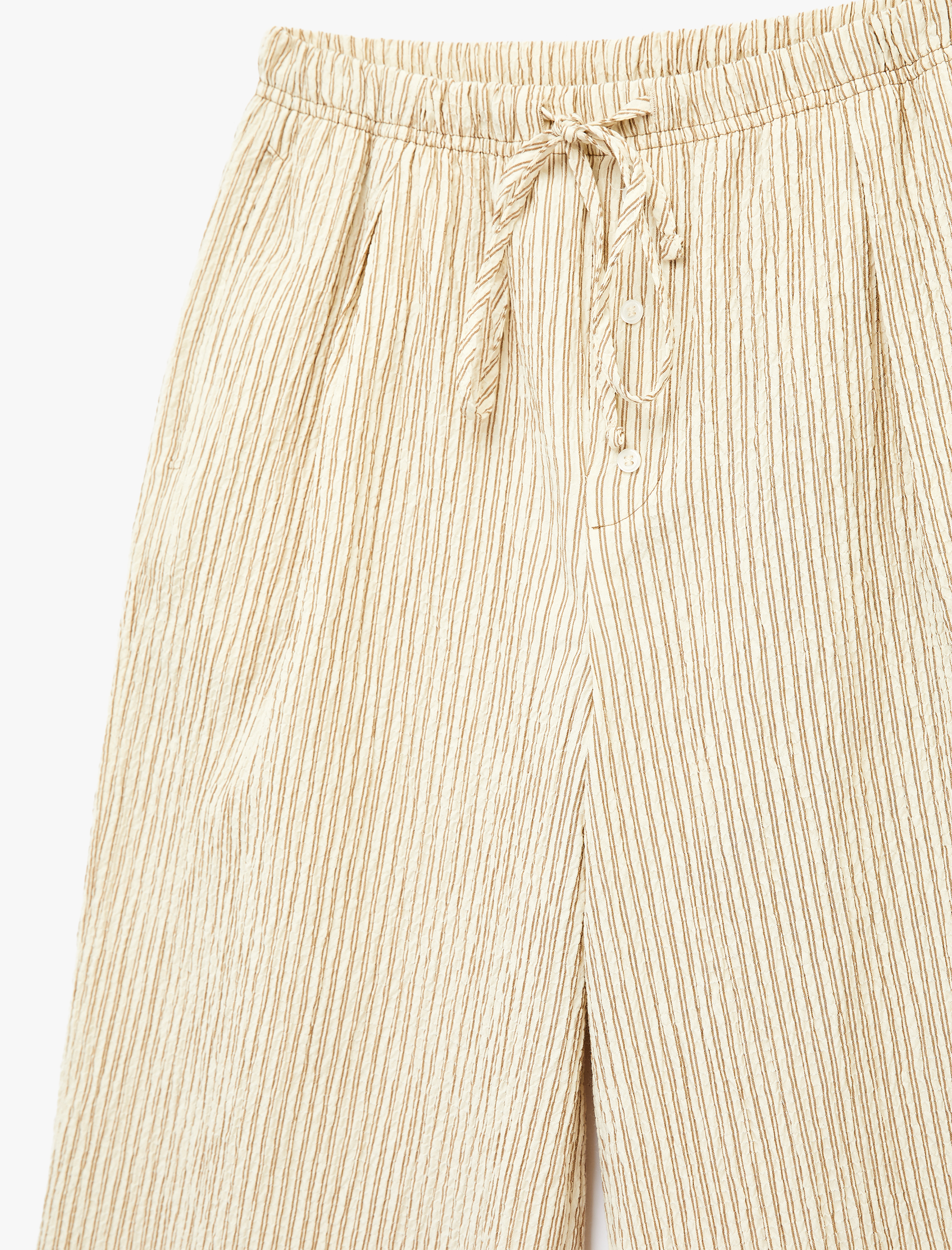   Beli Bağcıklı Viskon Karışımlı Geniş Paça Pantolon