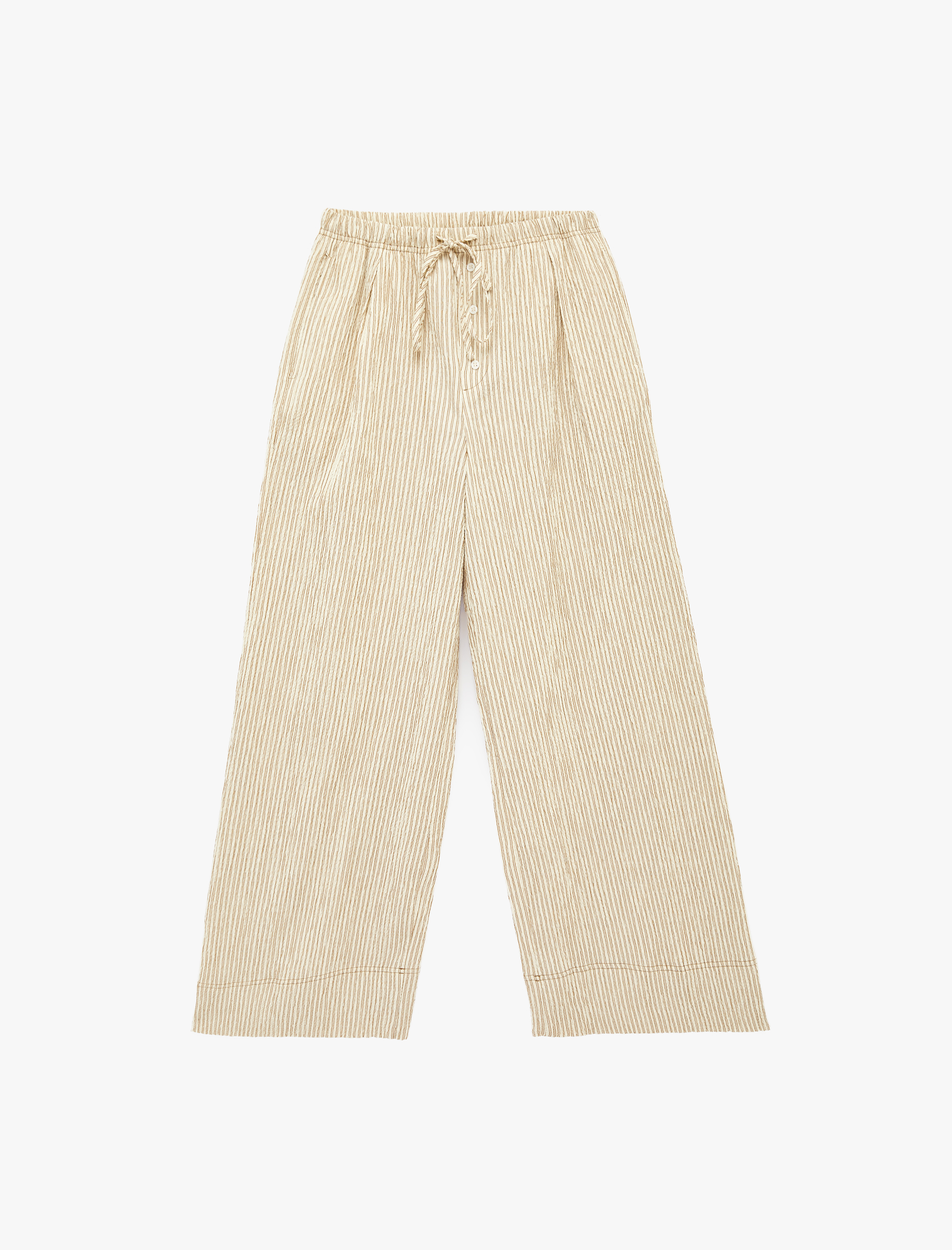   Beli Bağcıklı Viskon Karışımlı Geniş Paça Pantolon