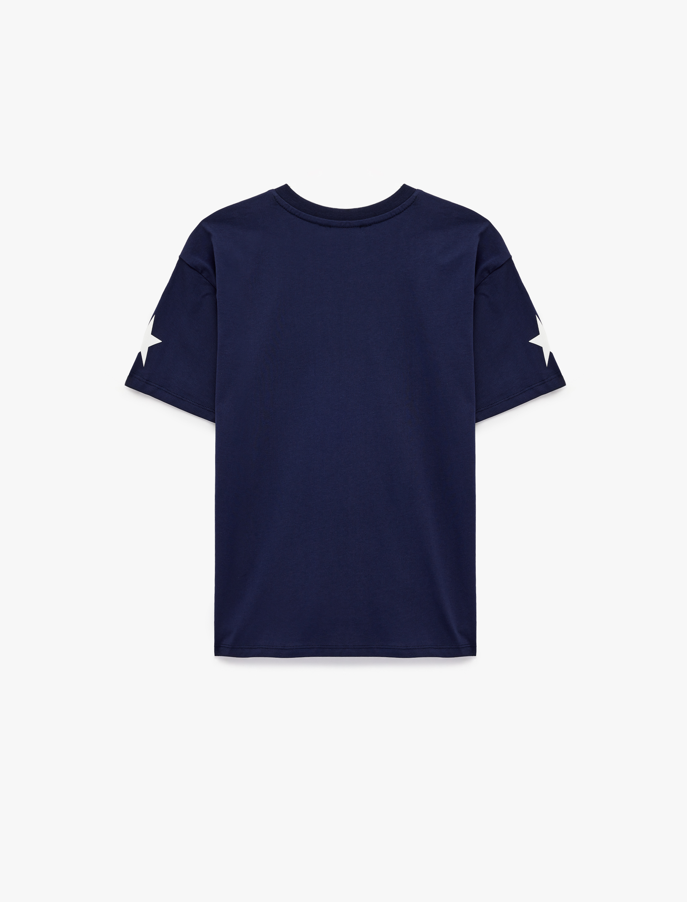   Rahat Kalıp Kısa Kollu Bisiklet Yaka Kolej Baskılı Tişört