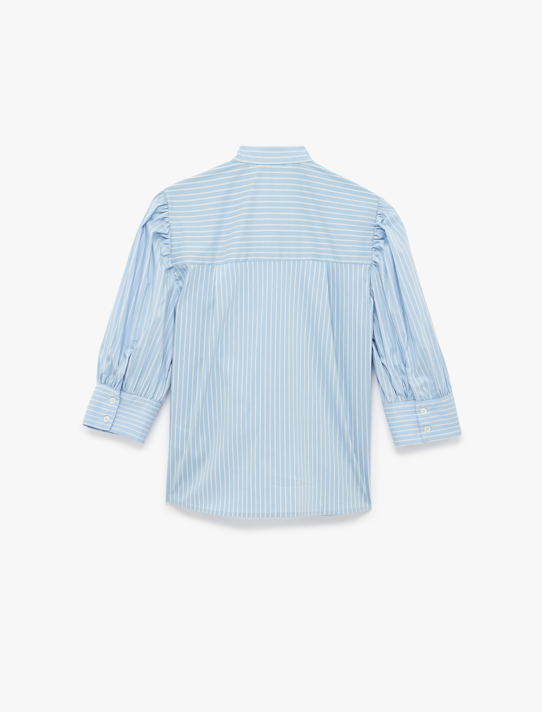   Kravat Detaylı Uzun Balon Kollu Düğmeli Poplin Gömlek