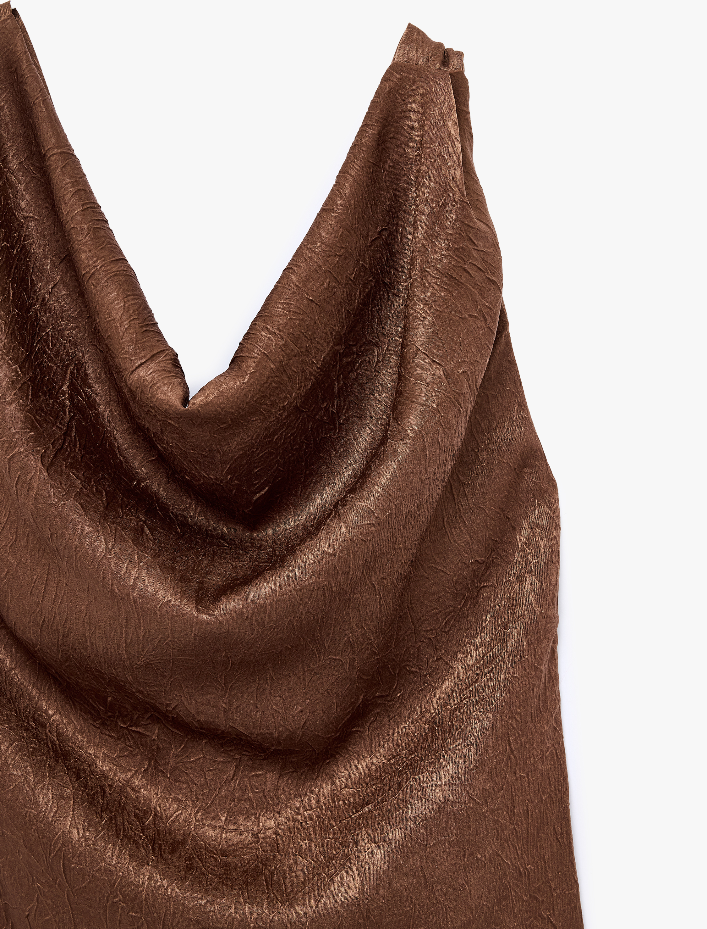   Asimetrik Kesim Kolsuz Sırtı Bağcıklı Saten Degaje Yaka Bluz