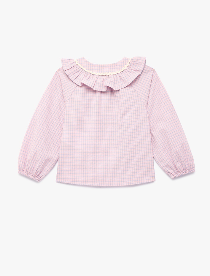 Kız Bebek Pamuklu Fırfırlı Uzun Kollu Bebe Yaka Gömlek