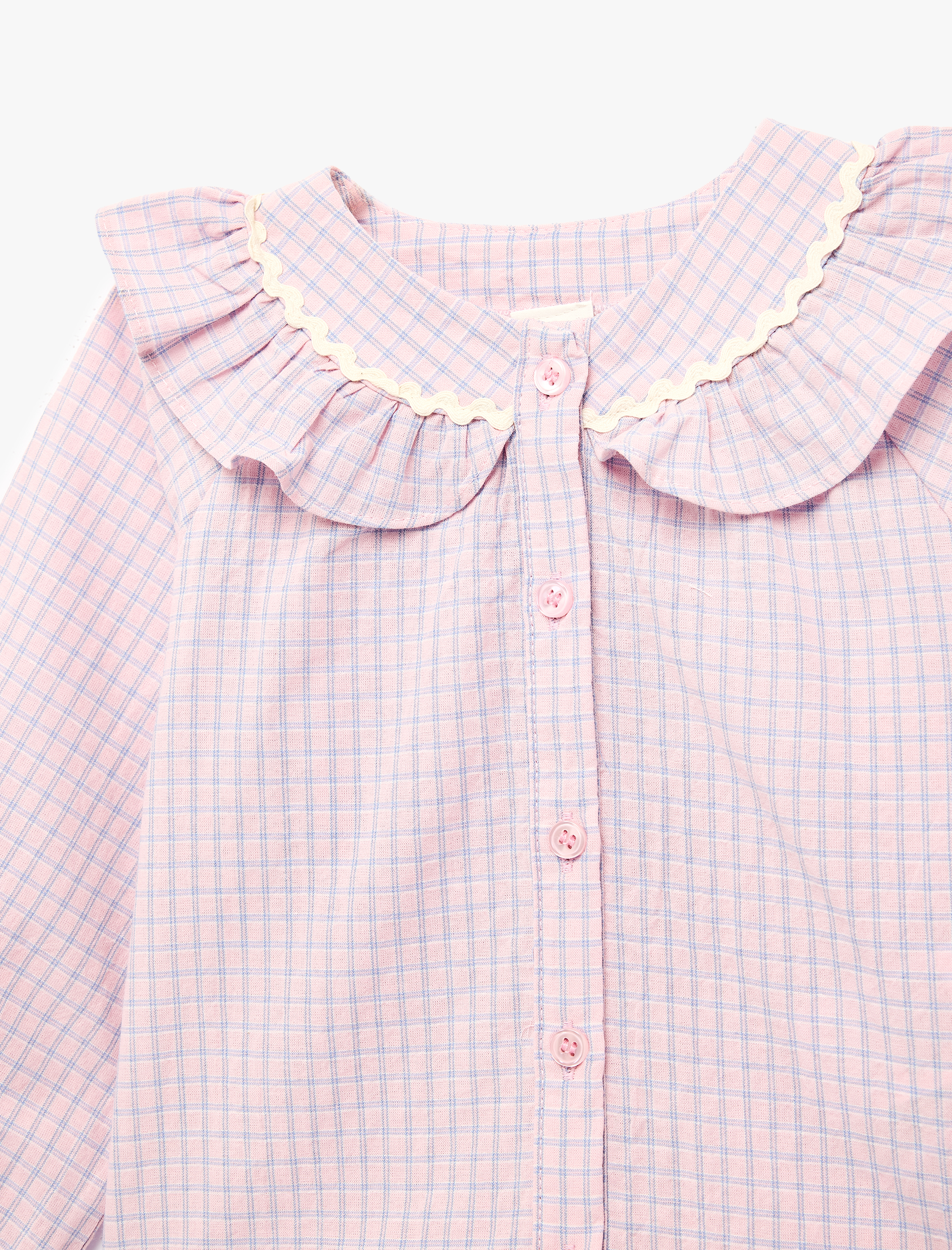  Kız Bebek Pamuklu Fırfırlı Uzun Kollu Bebe Yaka Gömlek