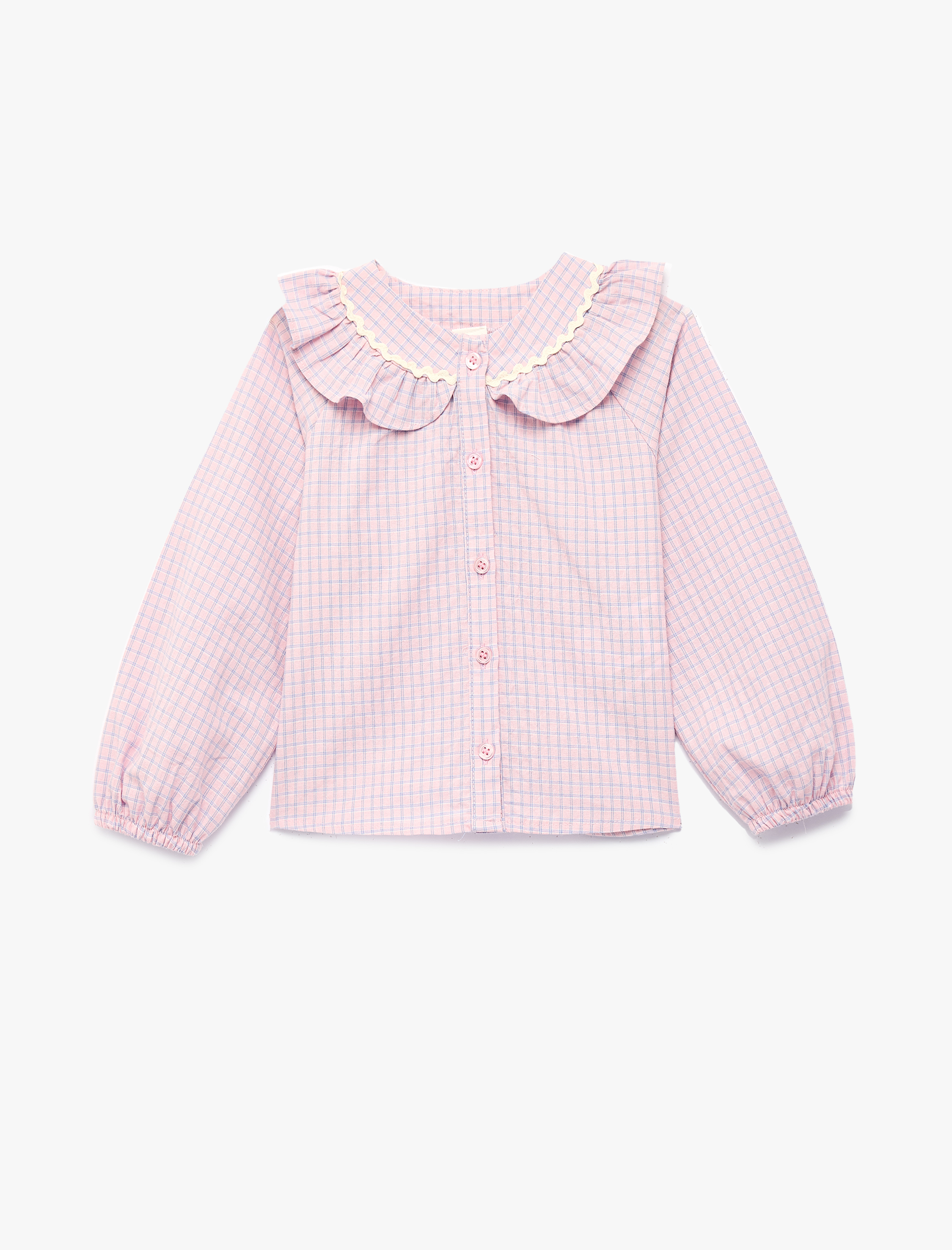  Kız Bebek Pamuklu Fırfırlı Uzun Kollu Bebe Yaka Gömlek