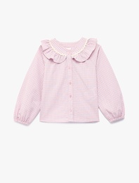 Pamuklu Fırfırlı Uzun Kollu Bebe Yaka Gömlek