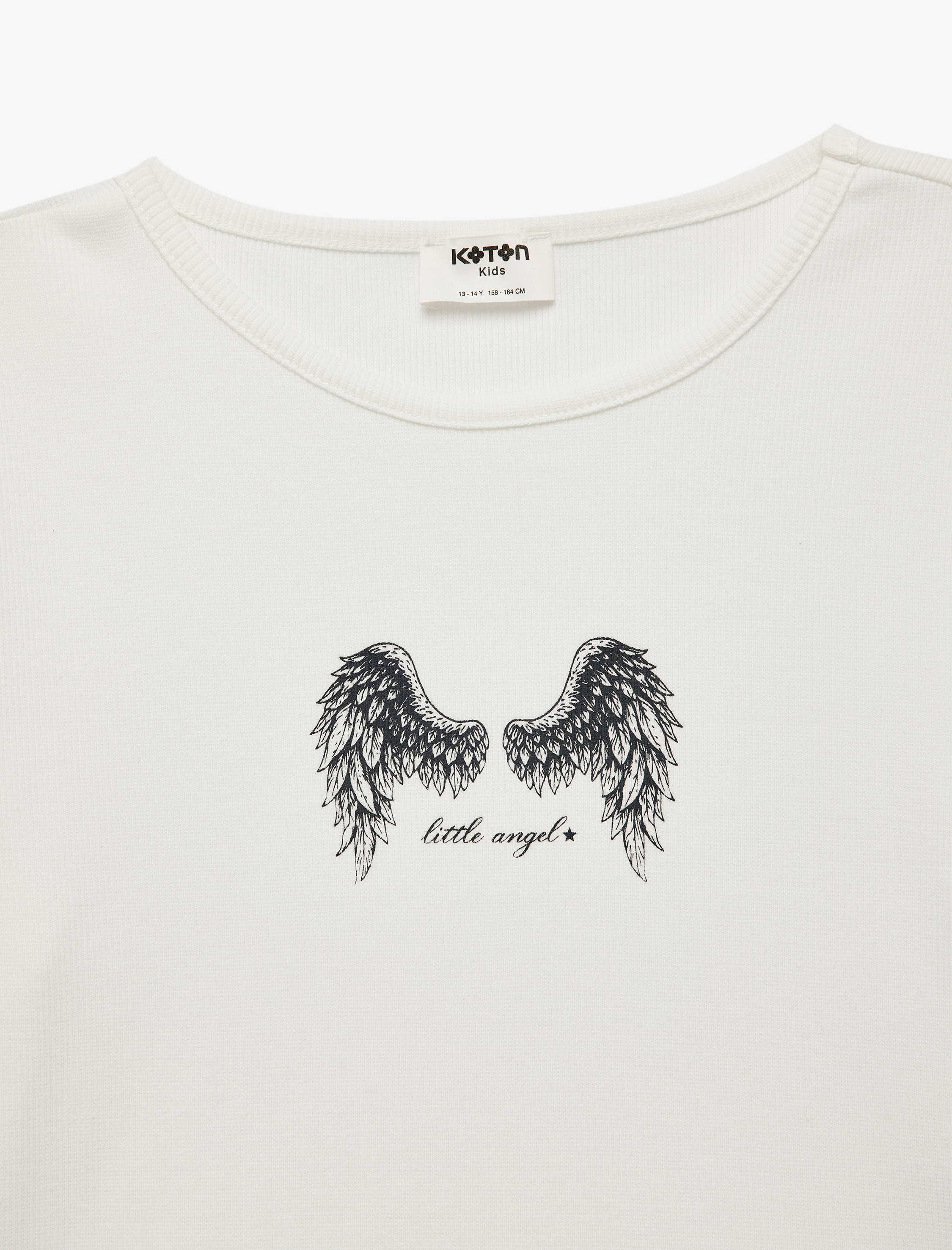  Kız Çocuk Baskılı Kısa Kollu Bisiklet Yaka Pamuklu Crop Tişört