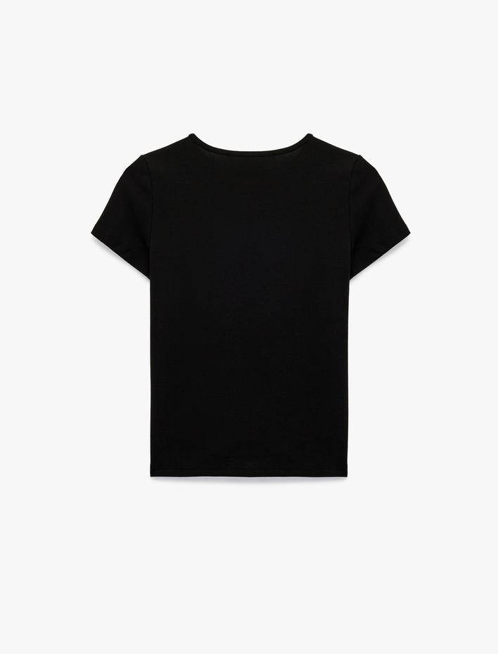  Slim Fit Kısa Kollu Bisiklet Yaka Pamuklu Kiraz Baskılı Tişört