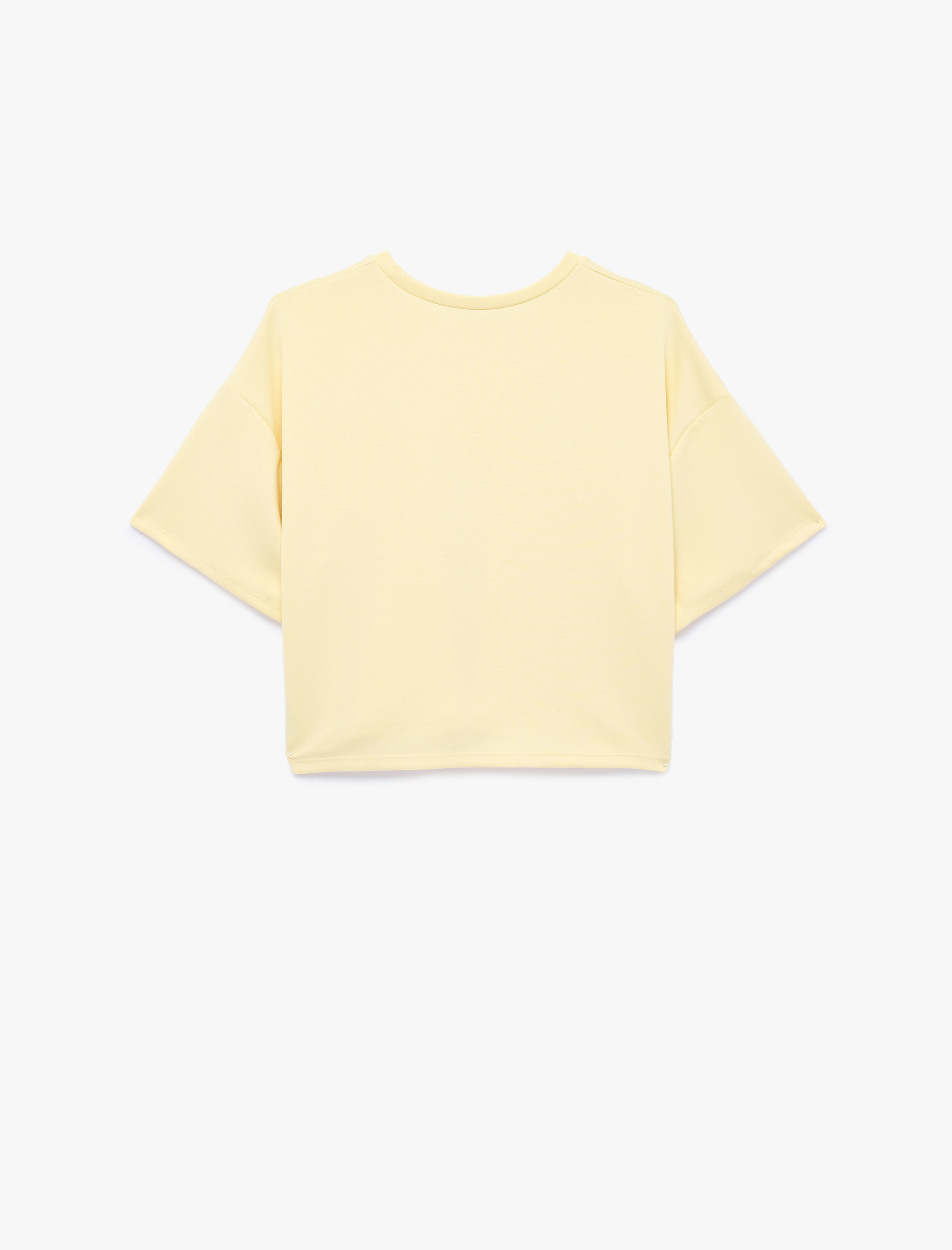   Rahat Kalıp Bisiklet Yaka Viskon Karışımlı Kısa Kollu Tişört