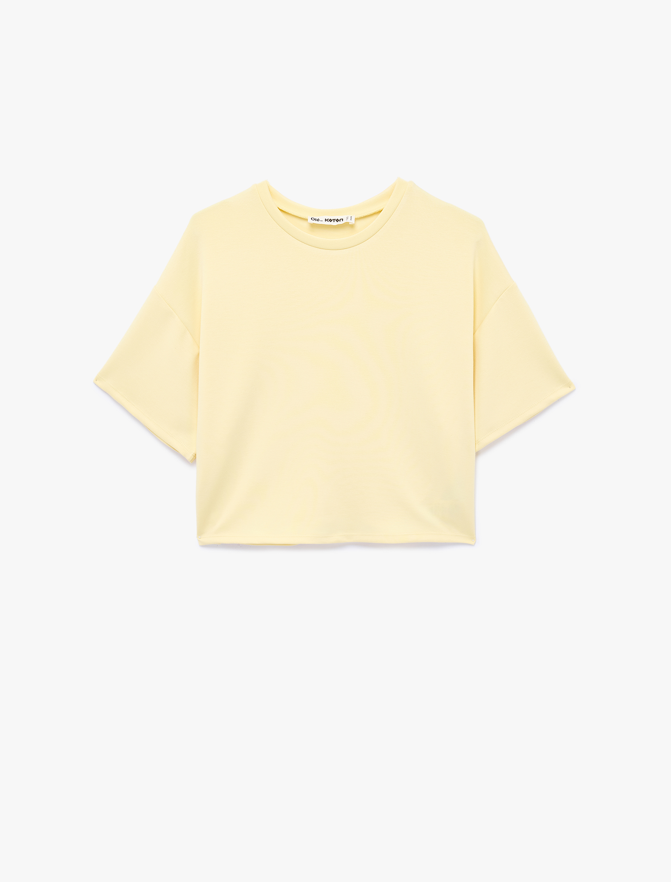   Rahat Kalıp Bisiklet Yaka Viskon Karışımlı Kısa Kollu Tişört